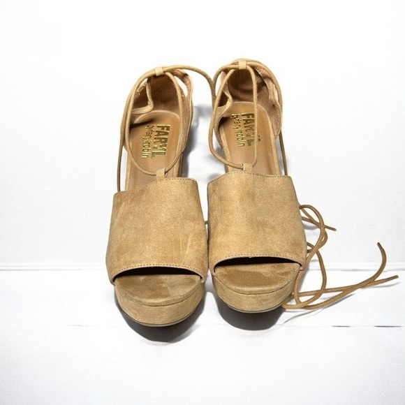 🌻Antrhopologie FARYL Robin Judy Tan Boho Platform Wedge Platform Sandal Size 8 - Picture 6 of 13